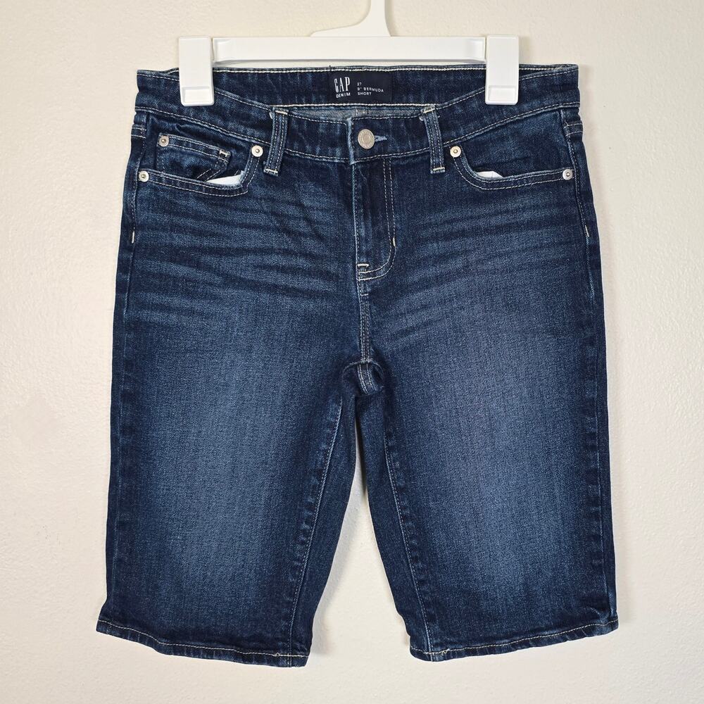 Gap Bermuda Shorts Women's 27 Dark Wash 9" Preppy Summer Beachy Heritage Coastal